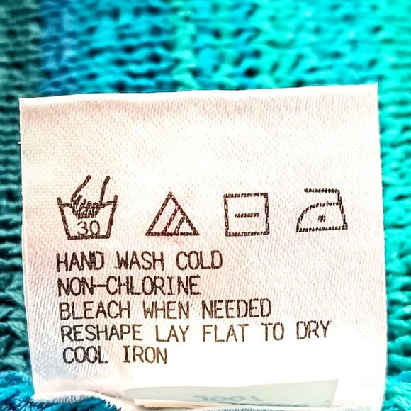 Sigrid Olsen Sport Turquoise Blue Stripe Cotton Knit Pullover Sweater - Picture 6 of 6